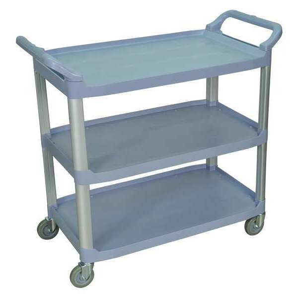 Polypropylene (Shelf), Aluminum (Upright) Serving Cart, (3) Shelf, L, 3 Shelves, 300 lb.