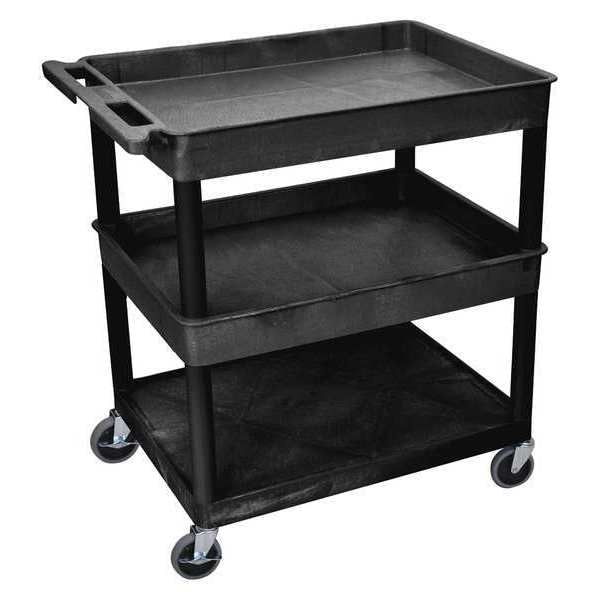High Density Polyethylene (Shelf), Polyvinyl Chloride (Leg) Tub Cart, (3) Shelves, L, 3 Shelves