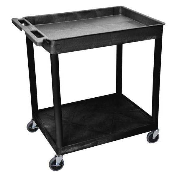 High Density Polyethylene (Shelf)/Polyvinyl Chloride (Leg) Tub Cart, (2) Shelves, L, 2 Shelves