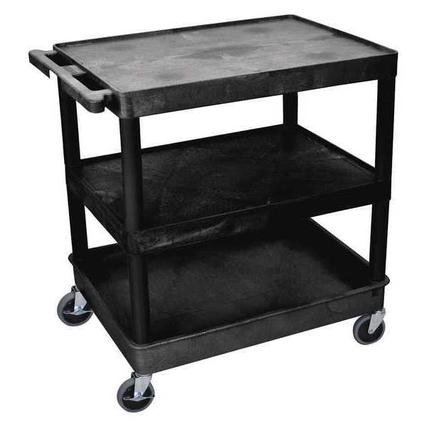High Density Polyethylene (Shelf)/Polyvinyl Chloride (Leg) Tub Cart, (3) Shelves, L, 3 Shelves