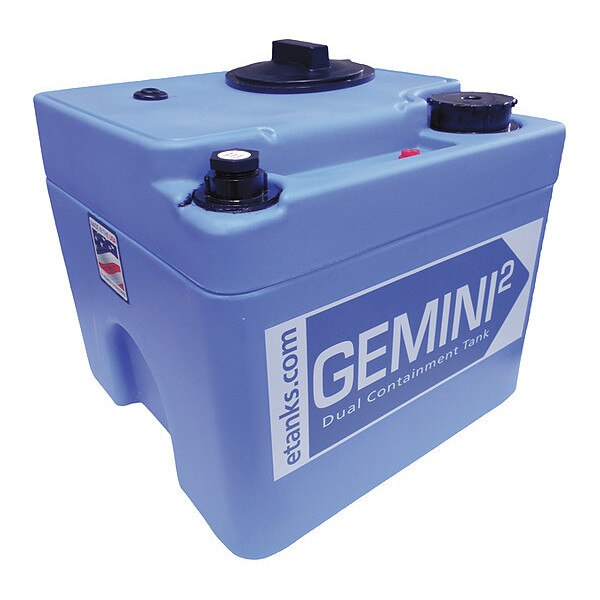 GeminiÂ®Dual ContainmentÂ® Storage Tank, Double Wall, Square, LDPE 1.5, Blue, 5 Gal