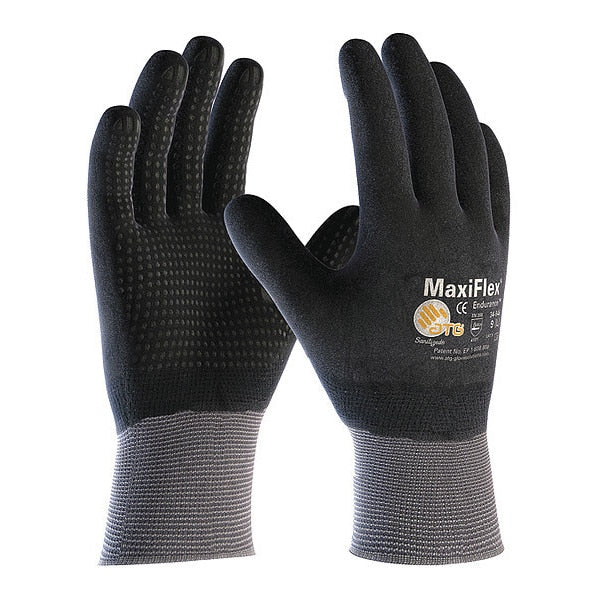 Foam Nitrile Coated Gloves, Full Coverage, Black/Gray, S, 12PK