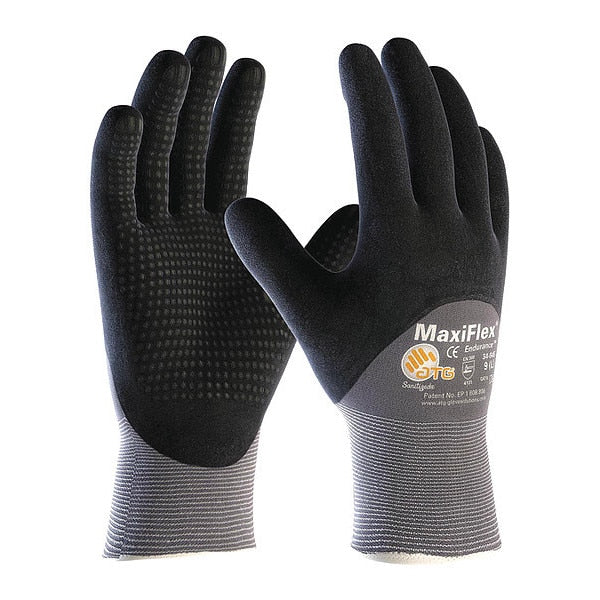 Foam Nitrile Coated Gloves, 3/4 Dip Coverage, Black/Gray, XL, 12PK