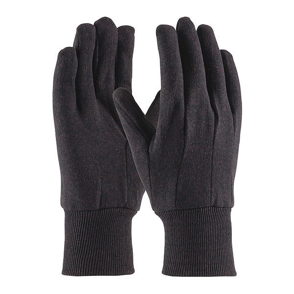 Cotton Jersey Glove, Brn, Reg Wt., Men, PK12