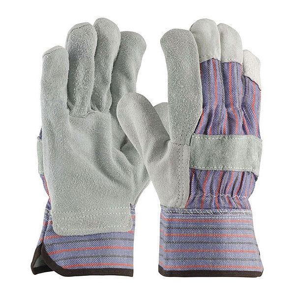 Split Leather Palm, Bk/Red Striped, L, PK12