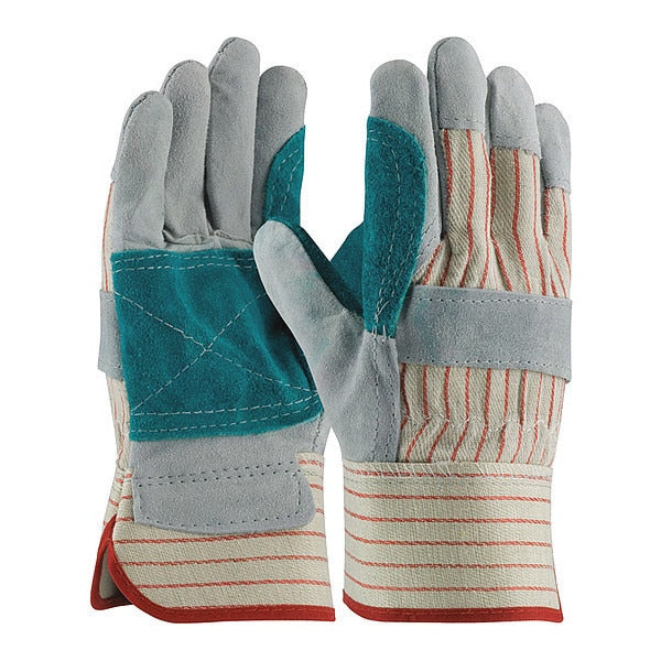 Split Leather Palm, Gry/Red, S, PK12