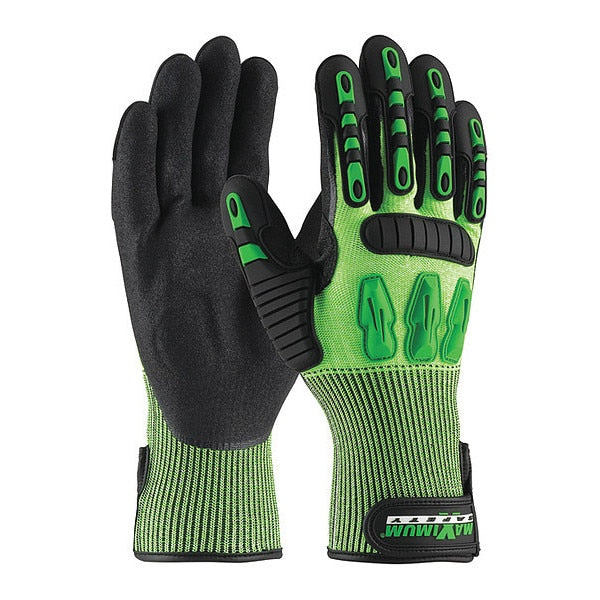 Hi-Vis Mechanics Impact Gloves, S, Black/Green