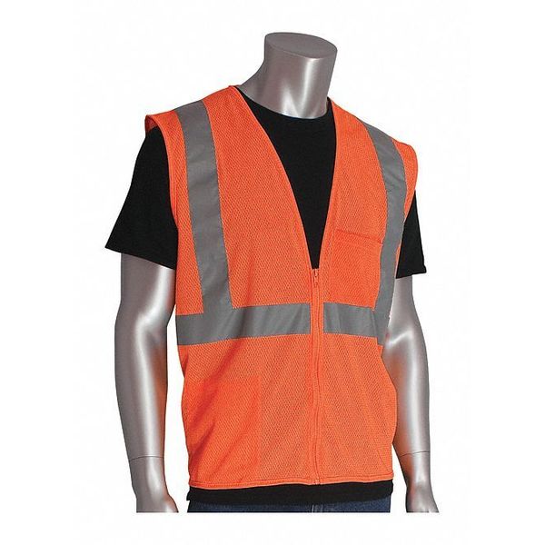 Hi-Visibility Vest, 2 Pockets, Org, 5XL