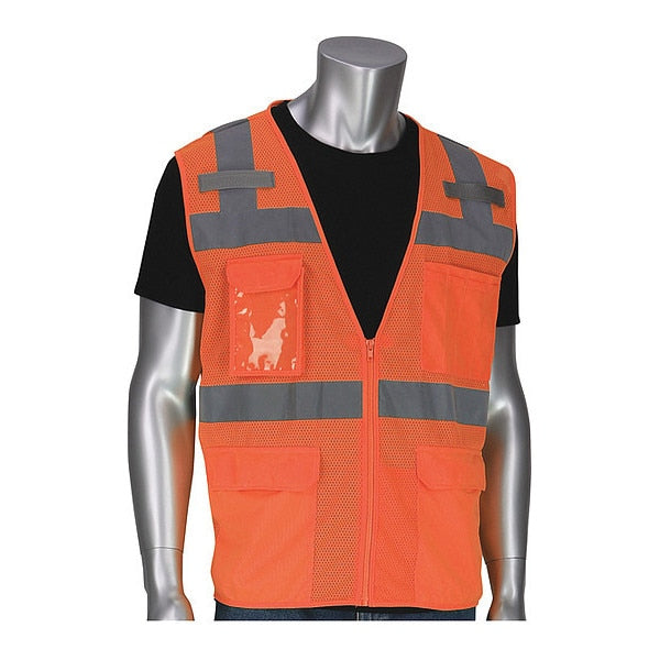 Hi-Visibility Vest, 5 Pockets, Org, L