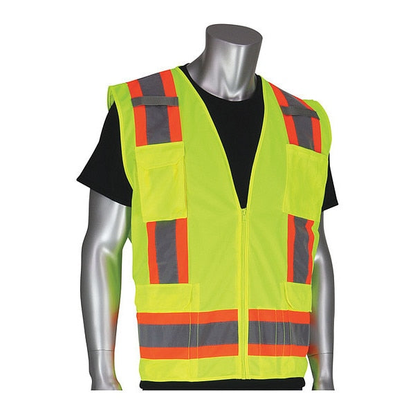 Hi-Visibility Vest, 8 Pockets, Lime Yl, S