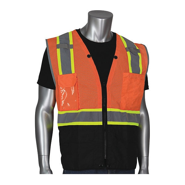 Hi-Vis Vest, Bk Bottom Ripstop, Org, 3XL