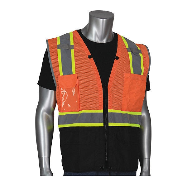 Hi-Vis Vest, Bk Bottom Ripstop, Org, L