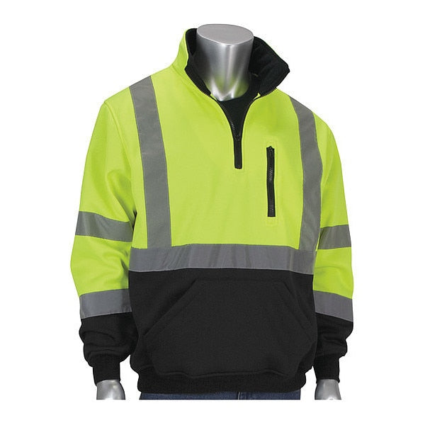 Hi-Visibility Sweats, Lime Yl, 1/4 Zip, 5XL