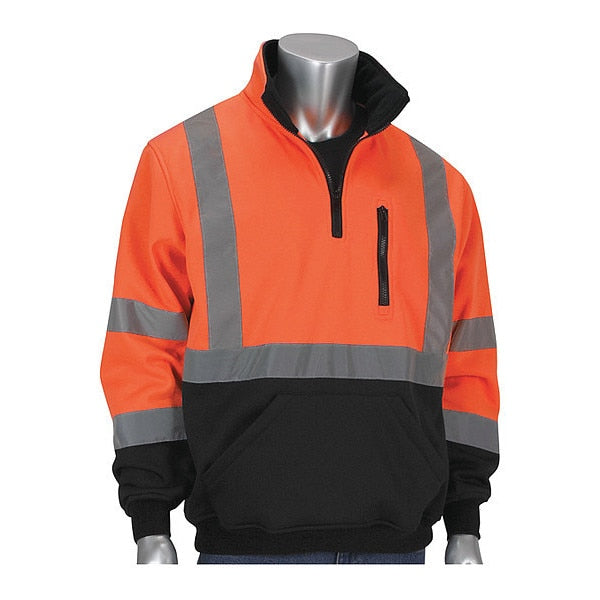 Hi-Visibility Sweats, Org, 1/4 Zip, XL