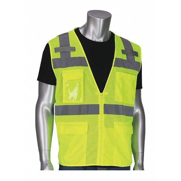 Hi-Visibility Vest, 5 Pockets, Lime Yl, 3XL