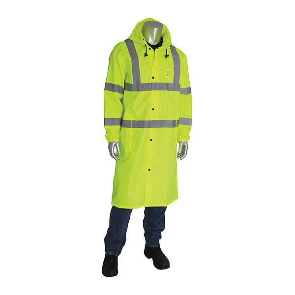 Hi-Viz Rain Coat, Lime Yllw, 5XL