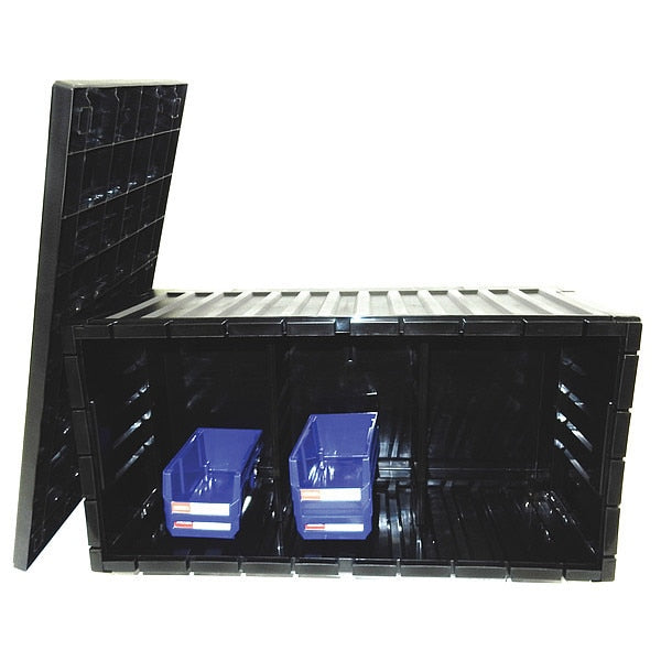 Folding Storage Bin, Black, Plastic