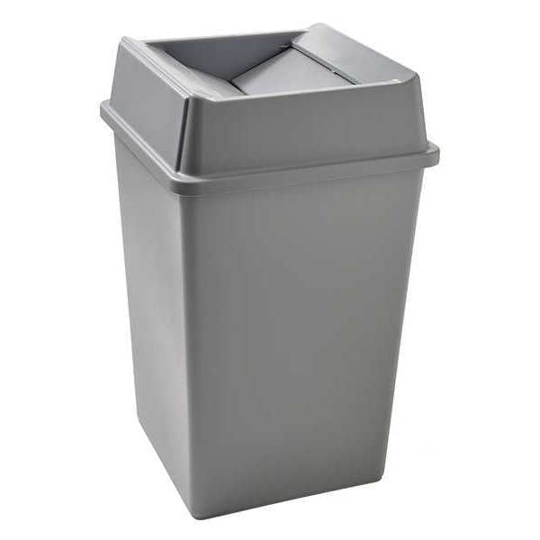 35 gal Square Trash Can, Gray, 19-1/2