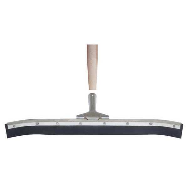 Floor Squeegee, Single Curved Blade With Handle, Not Threaded, 24 in W, 60 in L, Neoprene, Black