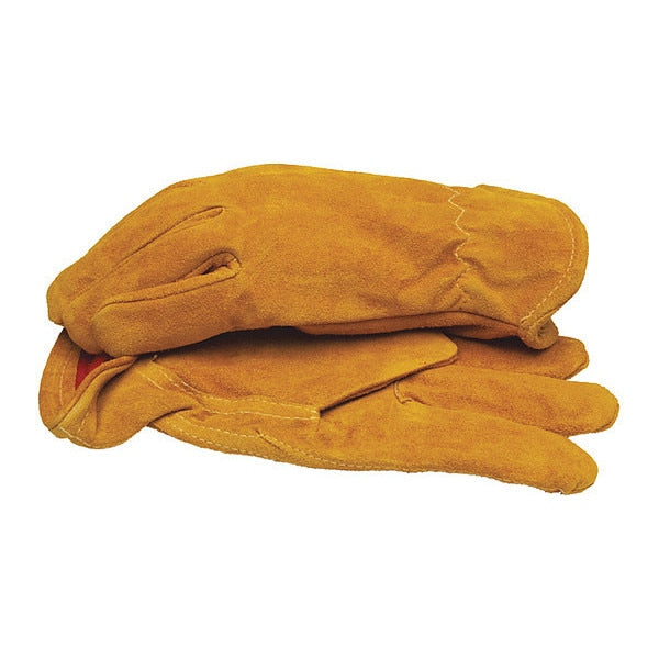 Split Leather Gloves, with Red Fleece, L