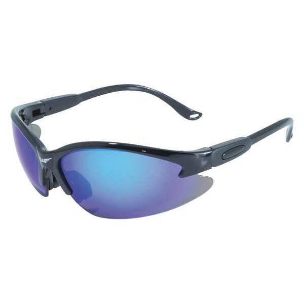 Safety Glasses, Blue Polycarbonate Lens, Anti-Fog, Scratch-Resistant