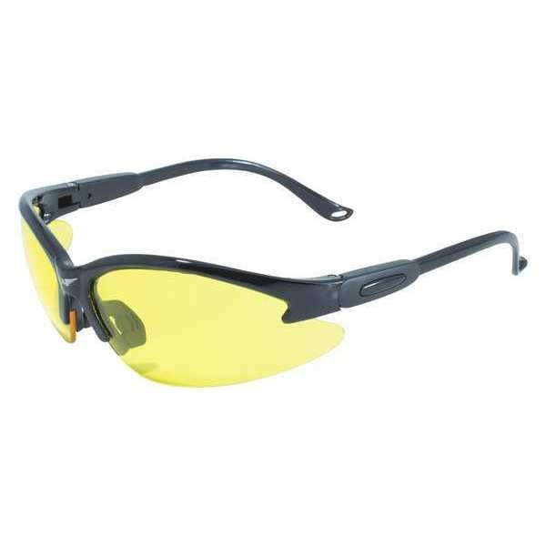 Safety Glasses, Yellow Tint Polycarbonate Lens, Anti-Fog, Scratch-Resistant
