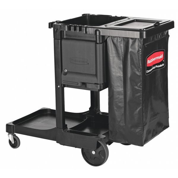 Executive Janitorial Cleaning Cart, Black