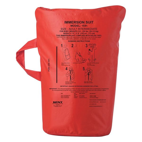 Immersion Suit, Uscg/Solas/Med Bag, Red