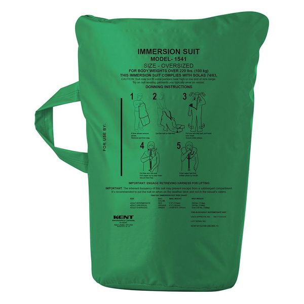 Immersion Suit, Uscg/Solas/Med Bag, Green