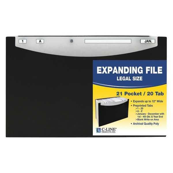 Expanding File Stand-Up, 21 Pocket, Black