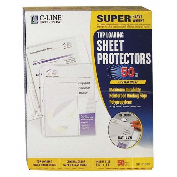 Page Protector, Poly, Clear, PK50