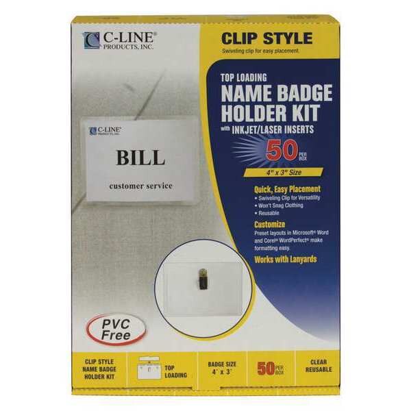 Clip Style Badge Holders, 4 x 3