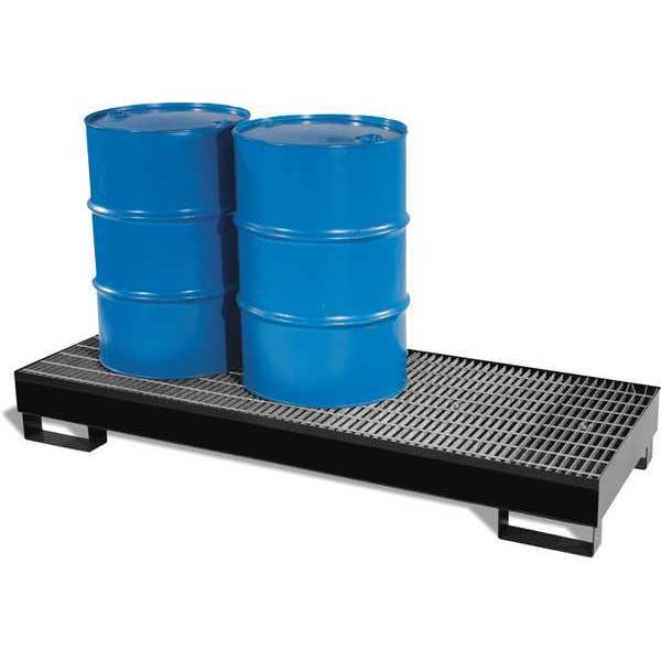Drum Spill Containment Pallet, 66 gal Spill Capacity, 2 Drum, 1000 lb., Polyethylene