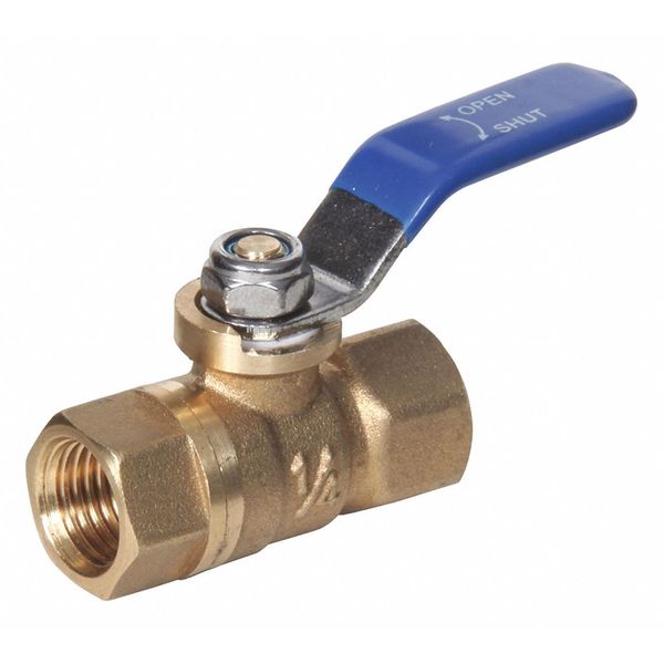 Mini Brass Ball Valve, 1/4 in FPT, 600 PSI, Vinyl Grip Lever Handle