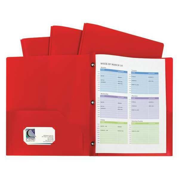 Two Pocket File Folder, Prong, Red, Pk10