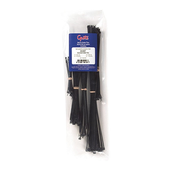 Standard Cable Tie Assort, Black, PK125