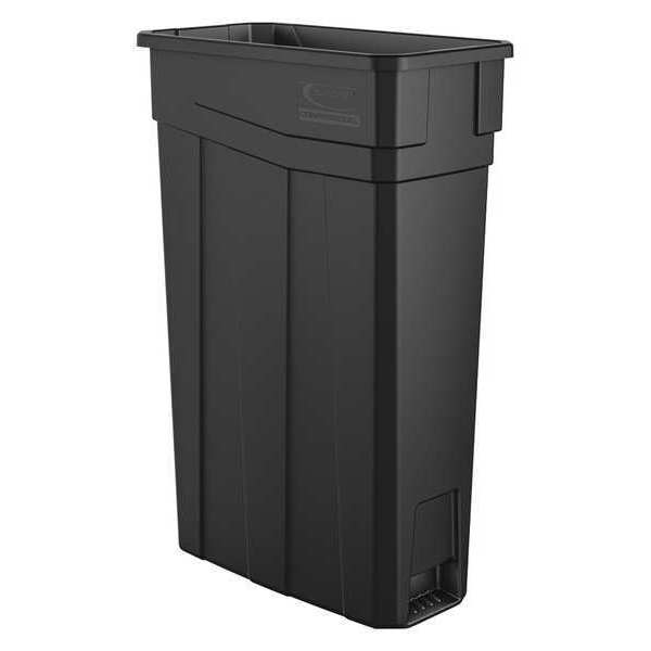 23 gal Rectangular Trash Can, Black, Snap-On, Polymer