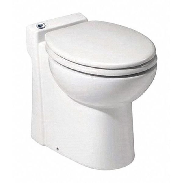 Sanicompact 48 Macerating Toilet, White, 0.8 gpf, Floor Mount, Round, White