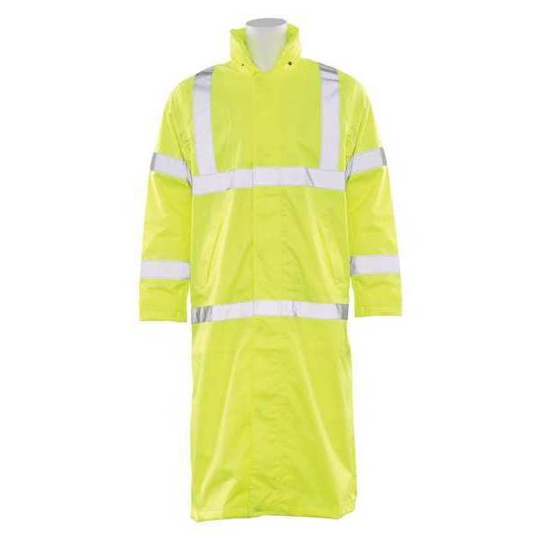 Long Rain Coat, Class 3, Hi-Viz, Lime, 2XL