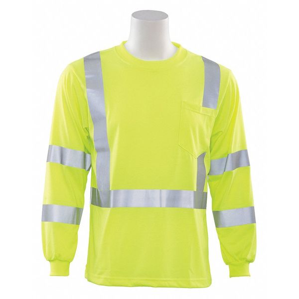 T-Shirt, Long Sleeve, Hi-Viz, Lime, 4XL