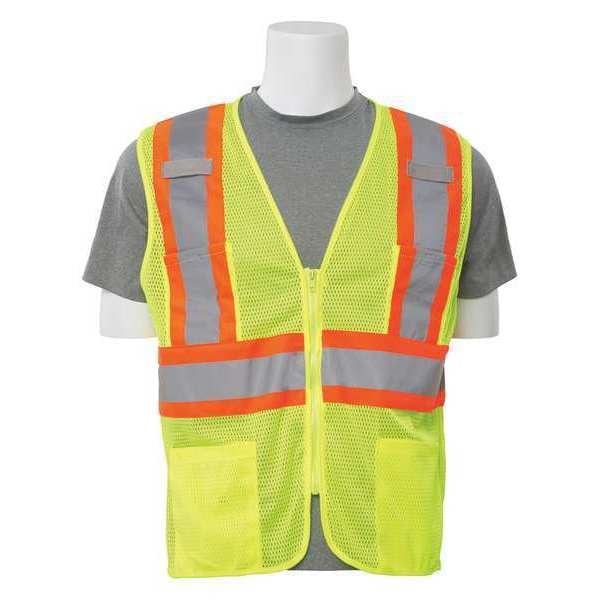 Vest, Hi-Viz, Lime, Contrasting Trim, S