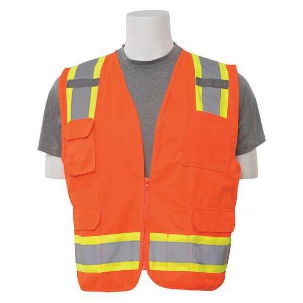 Safety Vest, ANSI, Hi-Viz, Orange, 3XL