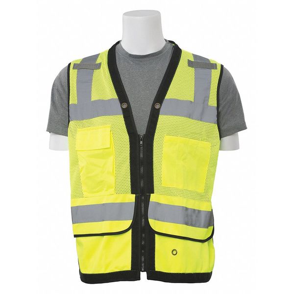 Safety Vest, Mesh, Surveyor, Hi-Viz, Lime, M