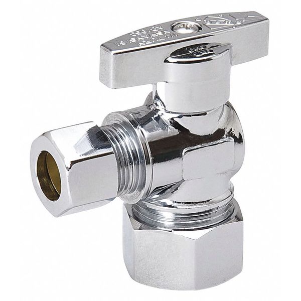 Comprss Angle Stop Valve, 5/8 Od x 3/8 Od PK16