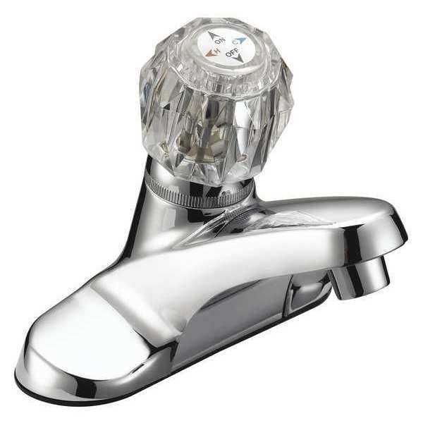 Single Handle Faucet, Rnd Acrylic, Chrome, w/Less Pop Up, Chrome plated