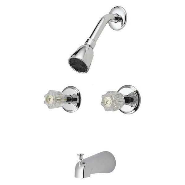Tub and Shower Faucet, 2 Rnd Acryl Non-Pb PK6