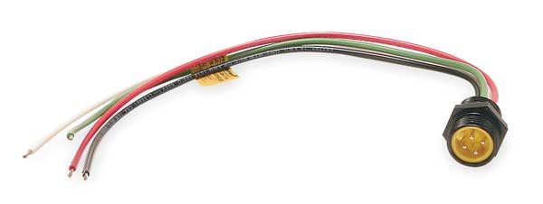 External Thread Receptacle, 4, Male, 16 AWG