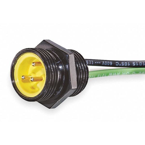 External Thread Receptacle, 3, Male, 16 AWG