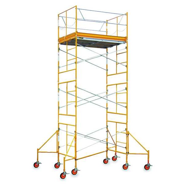 Scaffold Tower, Steel/Plastic, 2,000 lb Load Capacity, 2 to 16 ft Platform Height
