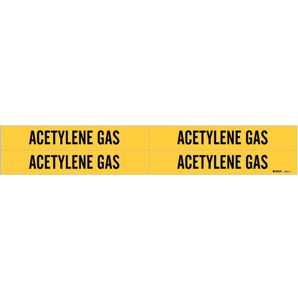Pipe Marker, AcetYene Gas, Y, 3/4to2-3/8 In